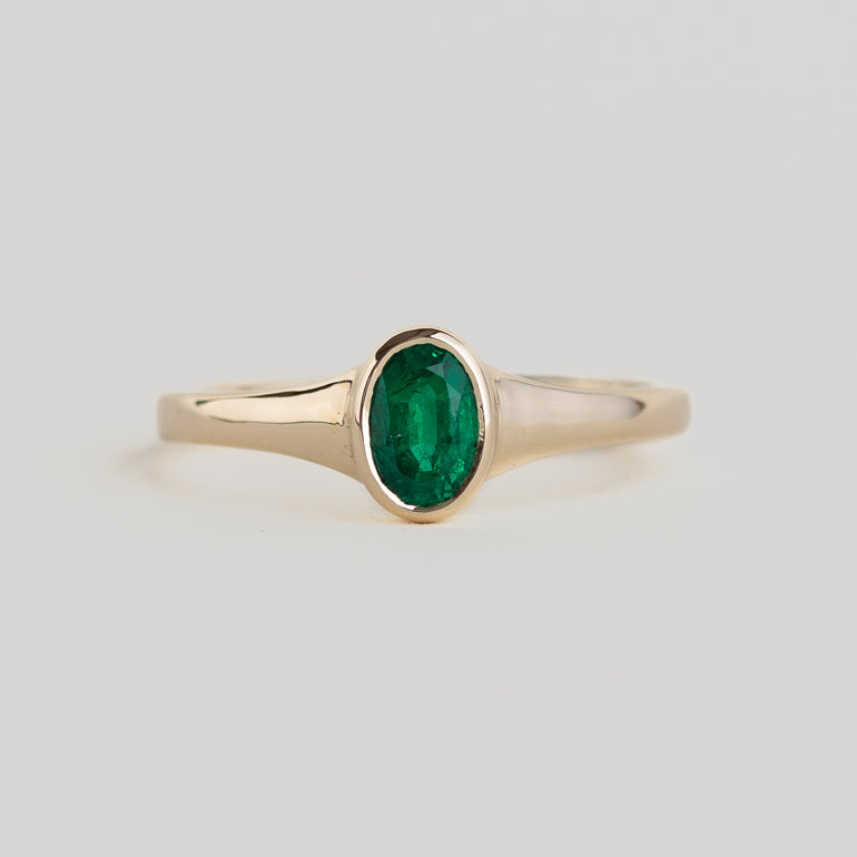 Emerald Signet Engagement Ring