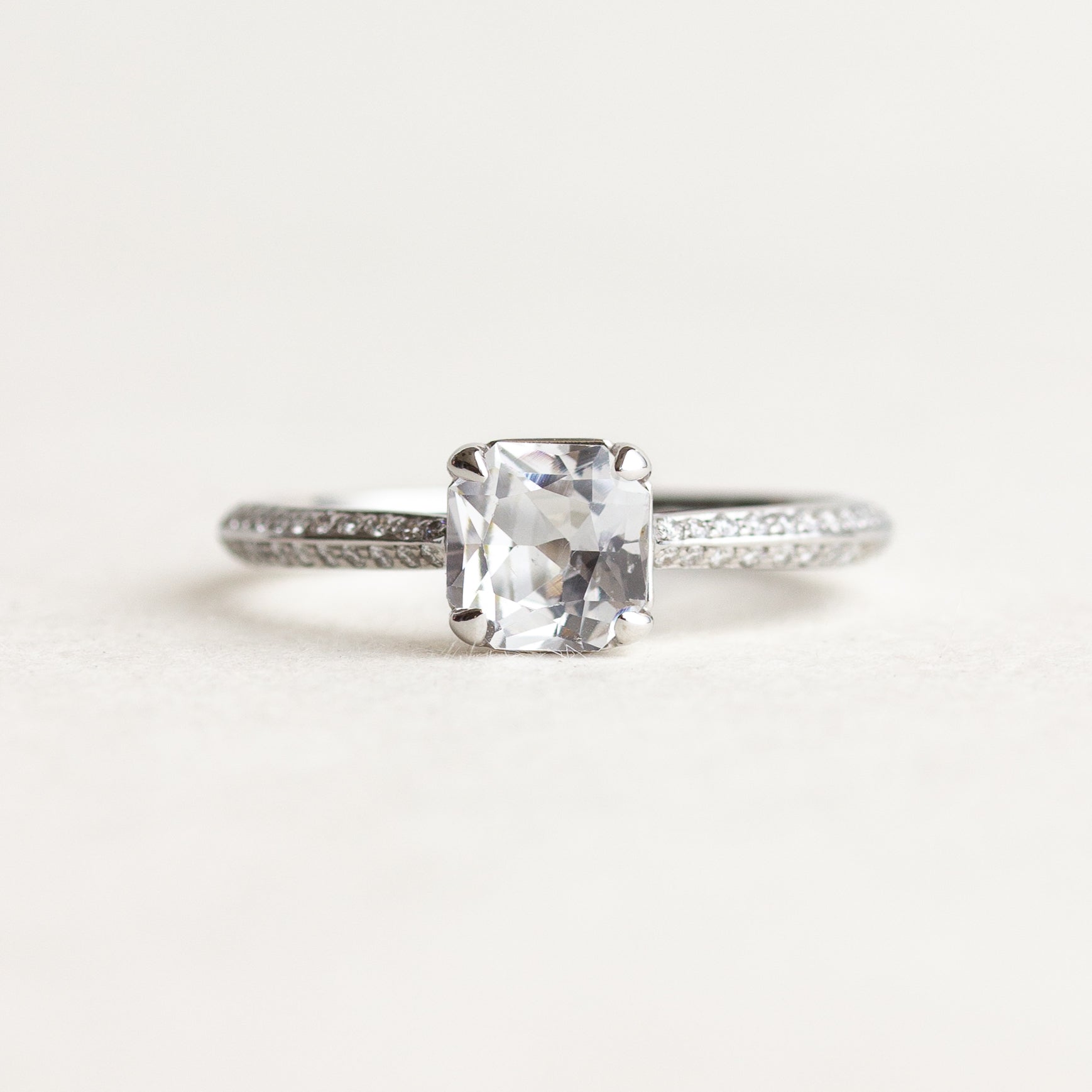 White Sapphire Engagement Ring