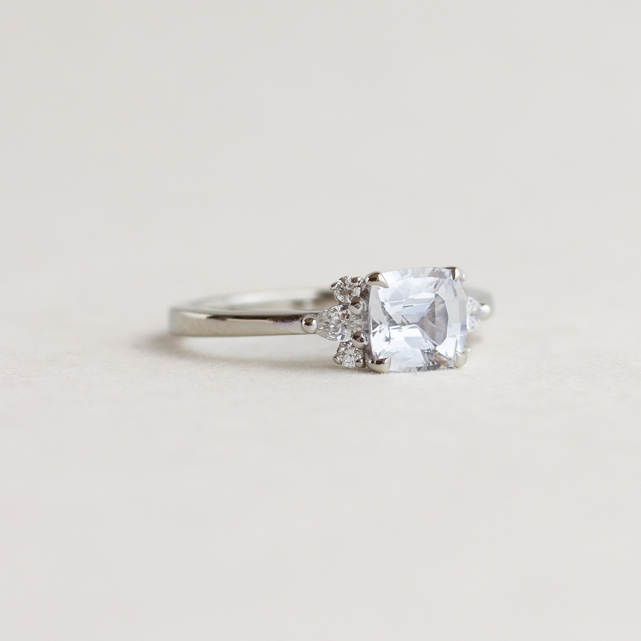 White Sapphire Engagement Ring