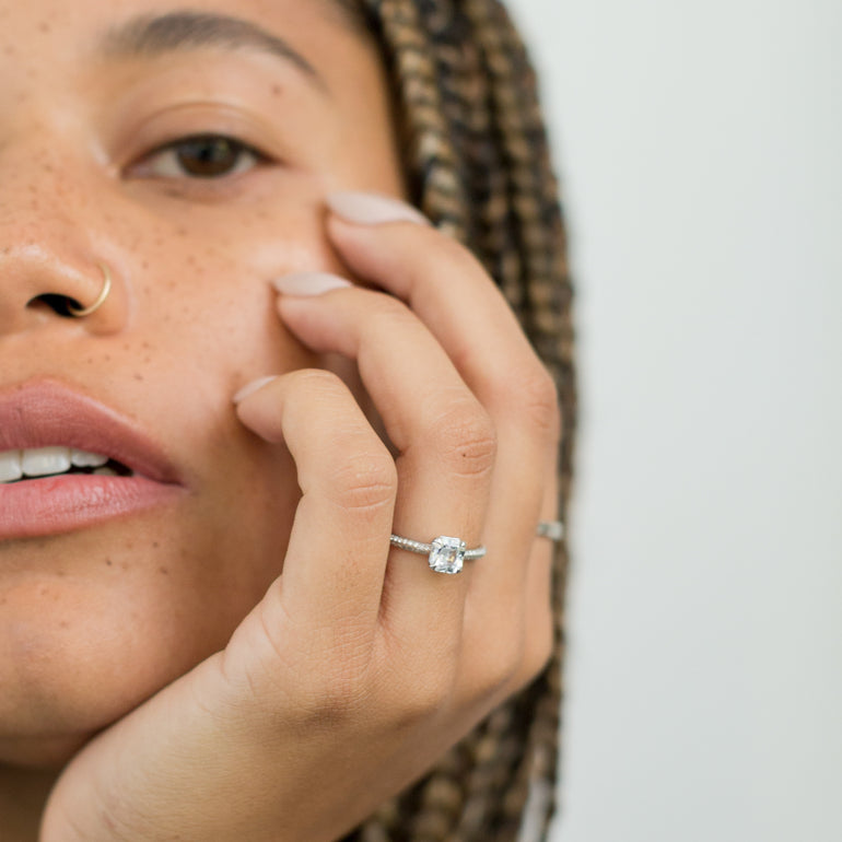 White Sapphire Engagement Ring