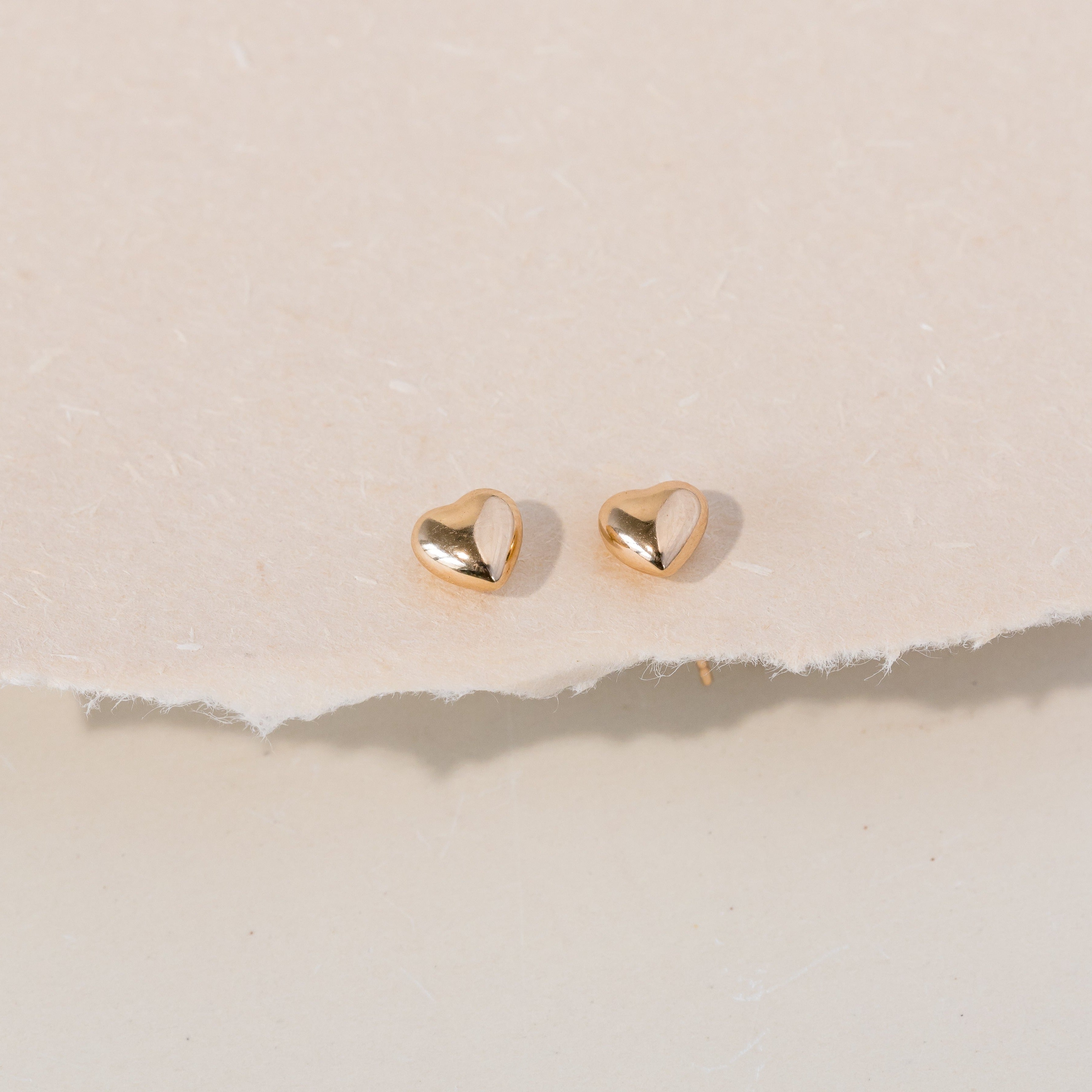 14K Gold Puffy Heart Stud Earrings | Evorden Everyday Collection