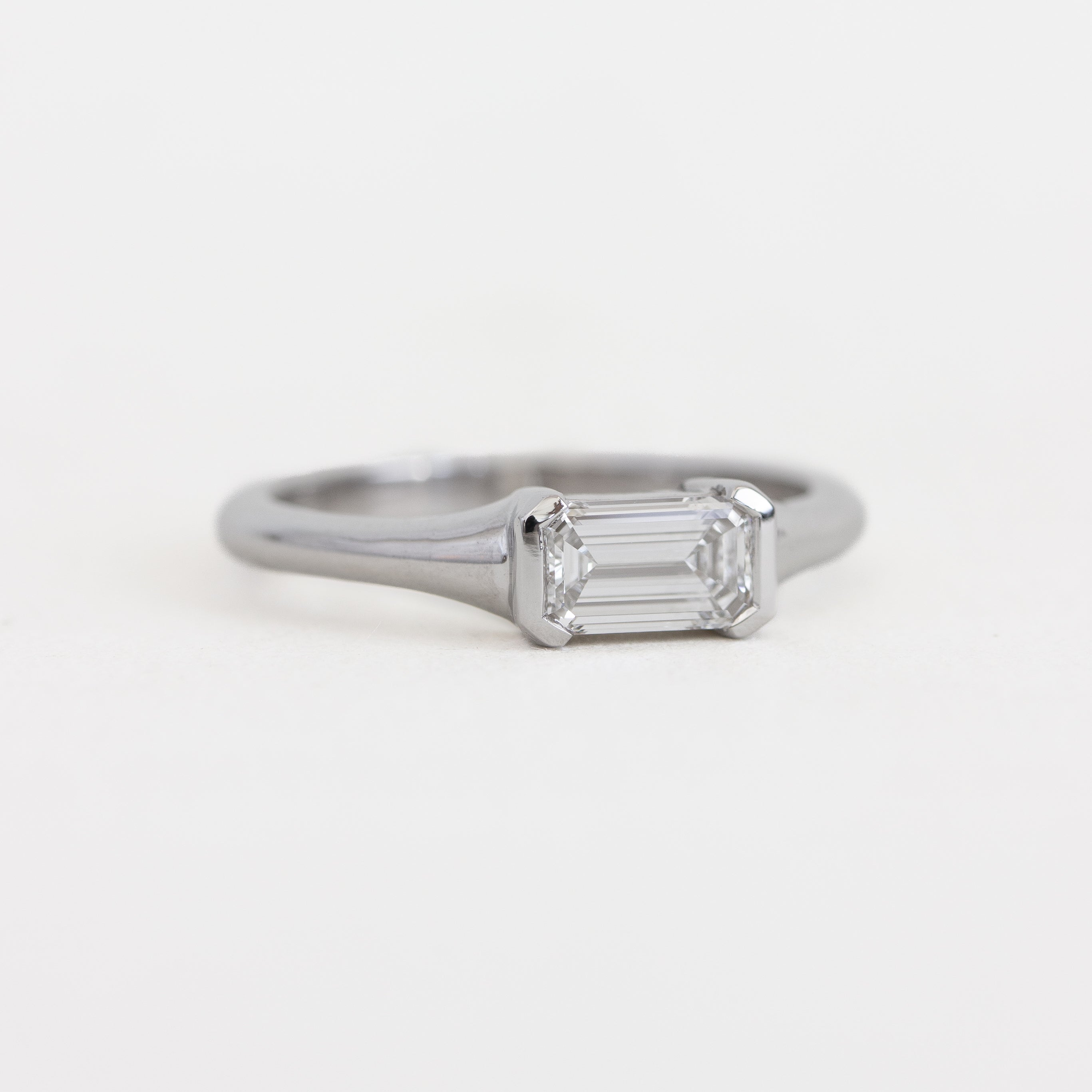 East-West Semi-Bezel Engagement Ring