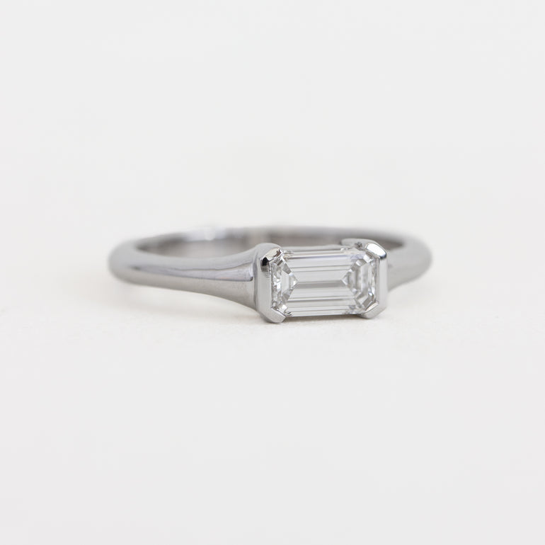 East-West Semi-Bezel Engagement Ring