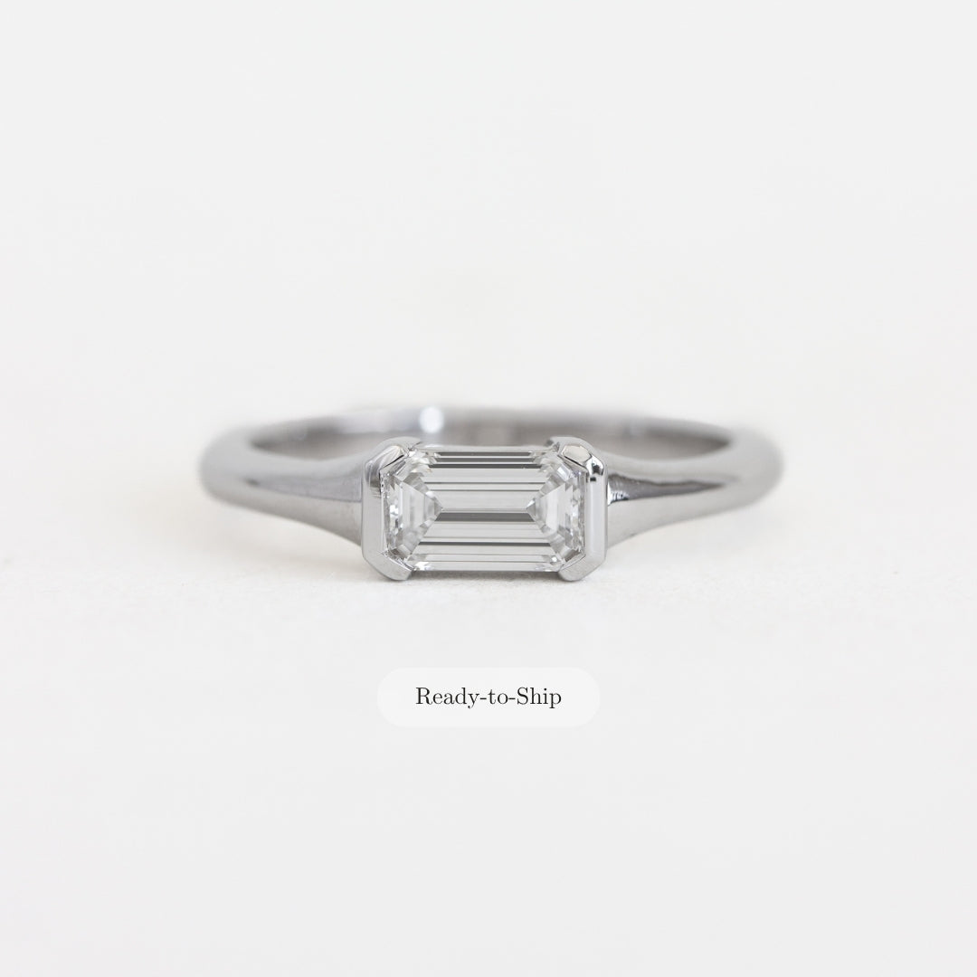 East-West Semi-Bezel Engagement Ring