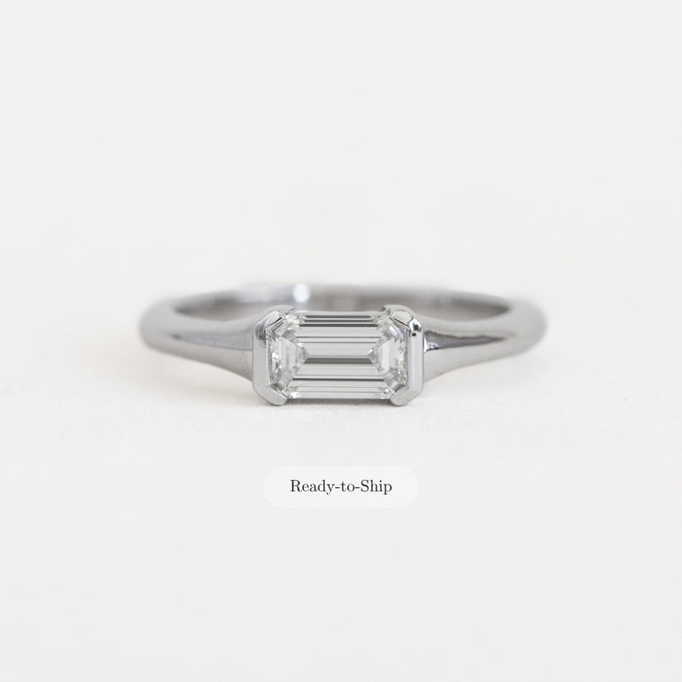 East-West Semi-Bezel Engagement Ring