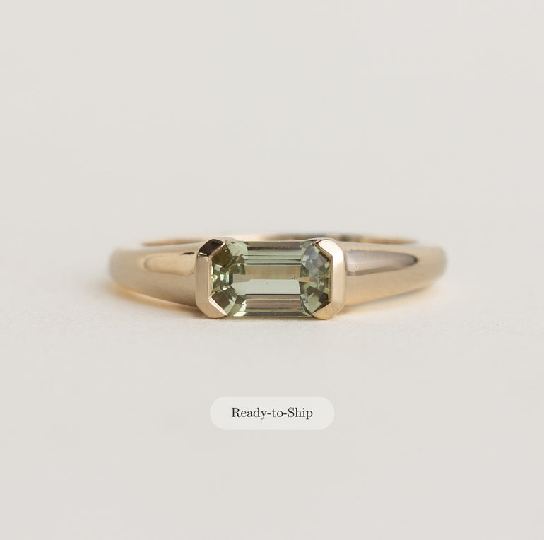 East-West Unheated Sapphire Engagement Ring