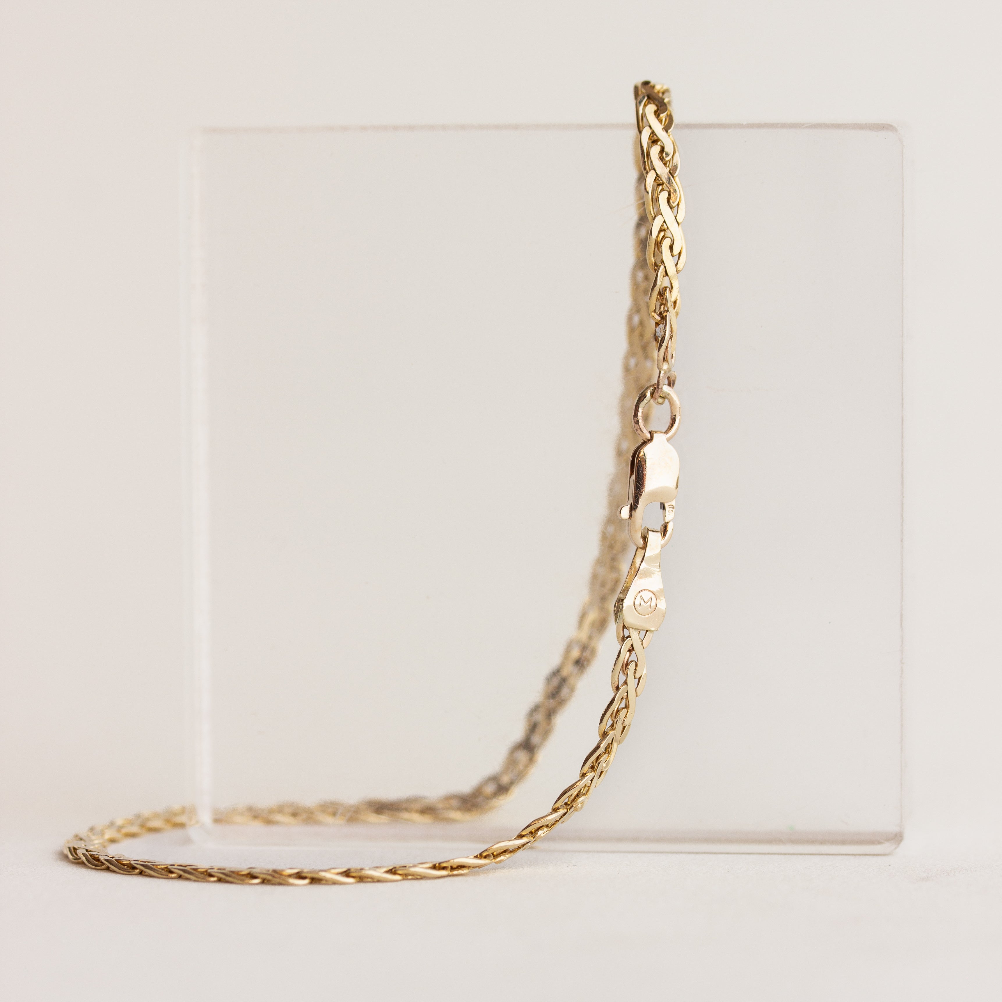 Vintage 14K Flat Wheat Chain Bracelet