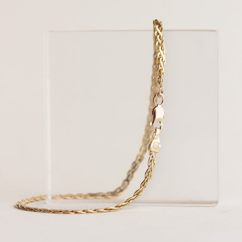 Vintage 14K Flat Wheat Chain Bracelet