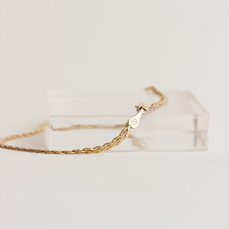 Vintage 14K Flat Wheat Chain Bracelet