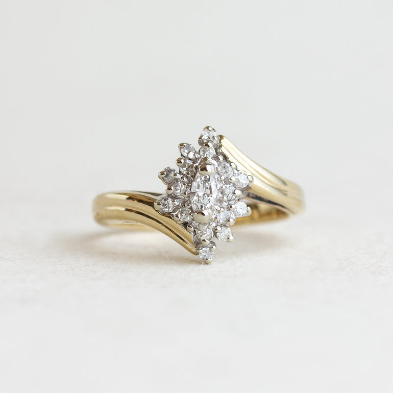 Bypass Marquise Vintage Engagement Ring
