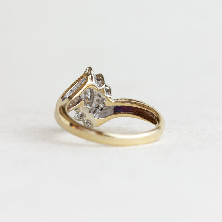 Bypass Marquise Vintage Diamond Engagement Ring
