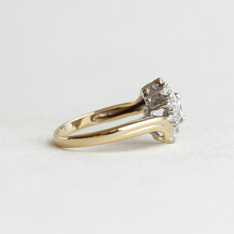 Bypass Marquise Vintage Diamond Engagement Ring