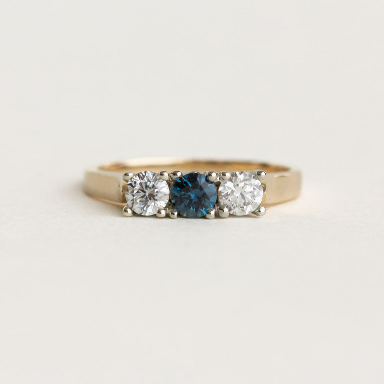 Blue Sapphire Three Stone Vintage Ring