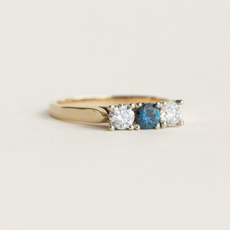 Blue Sapphire Three Stone Vintage Ring