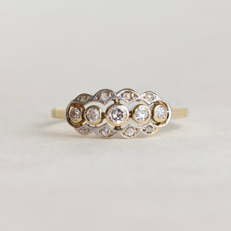 Vintage Five Diamond Bezel Engagement Ring