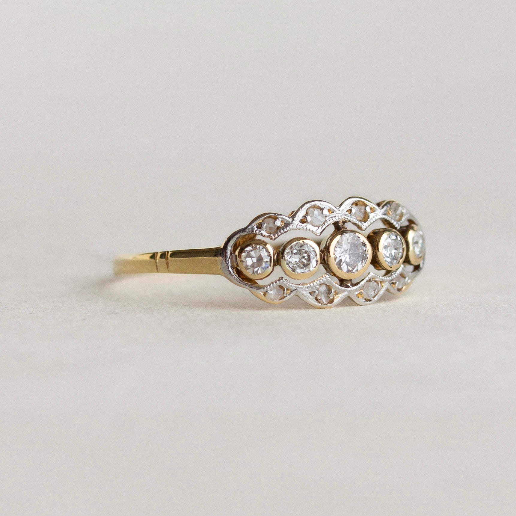 Vintage Five Stone Bezel Engagement Ring