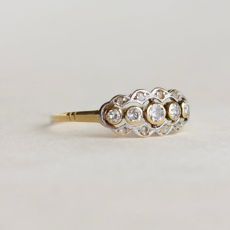 Vintage Five Stone Bezel Engagement Ring