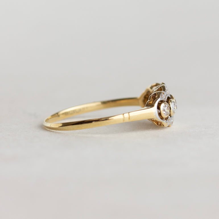 Vintage Five Diamond Bezel Engagement Ring