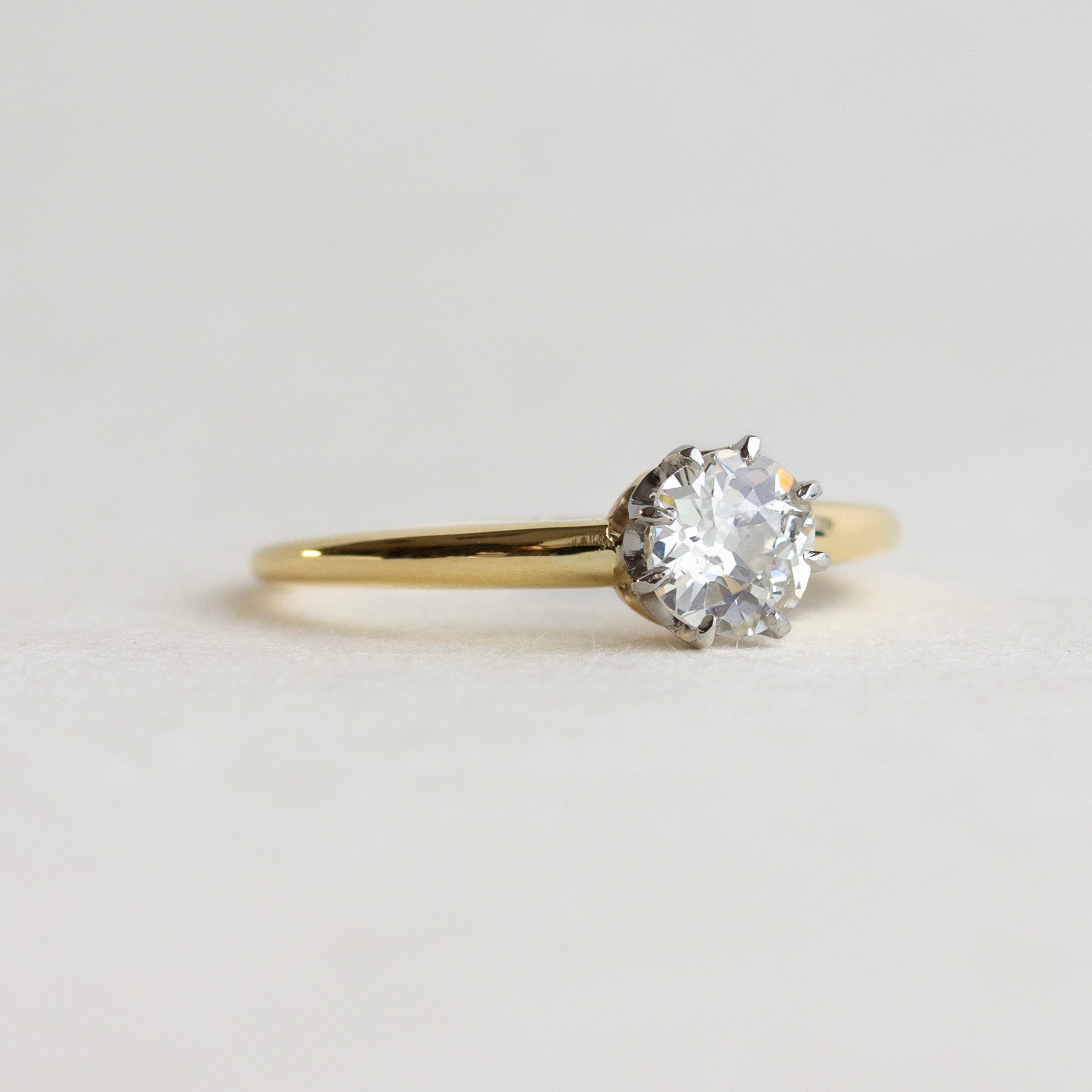 Vintage Crown Set Solitaire Engagement Ring