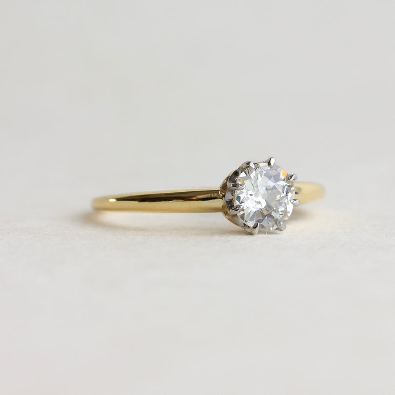 Vintage Crown Set Solitaire Engagement Ring
