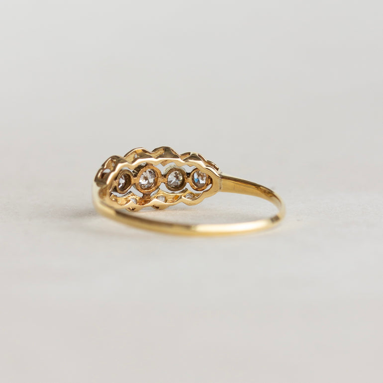 Vintage Five Diamond Bezel Engagement Ring
