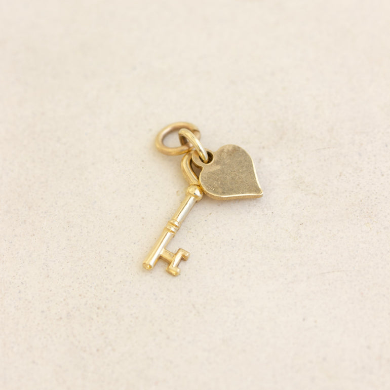 gold key heart charm