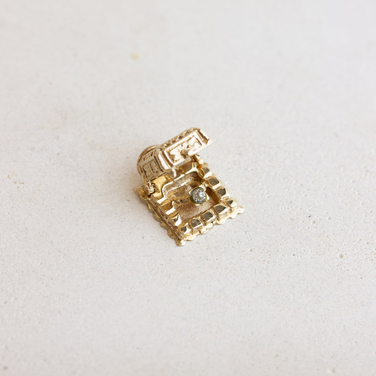 diamond engagement ring box gold charm