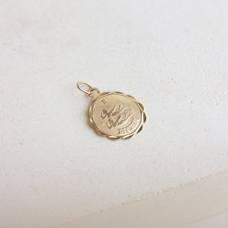 vintage gold gemini coin charm