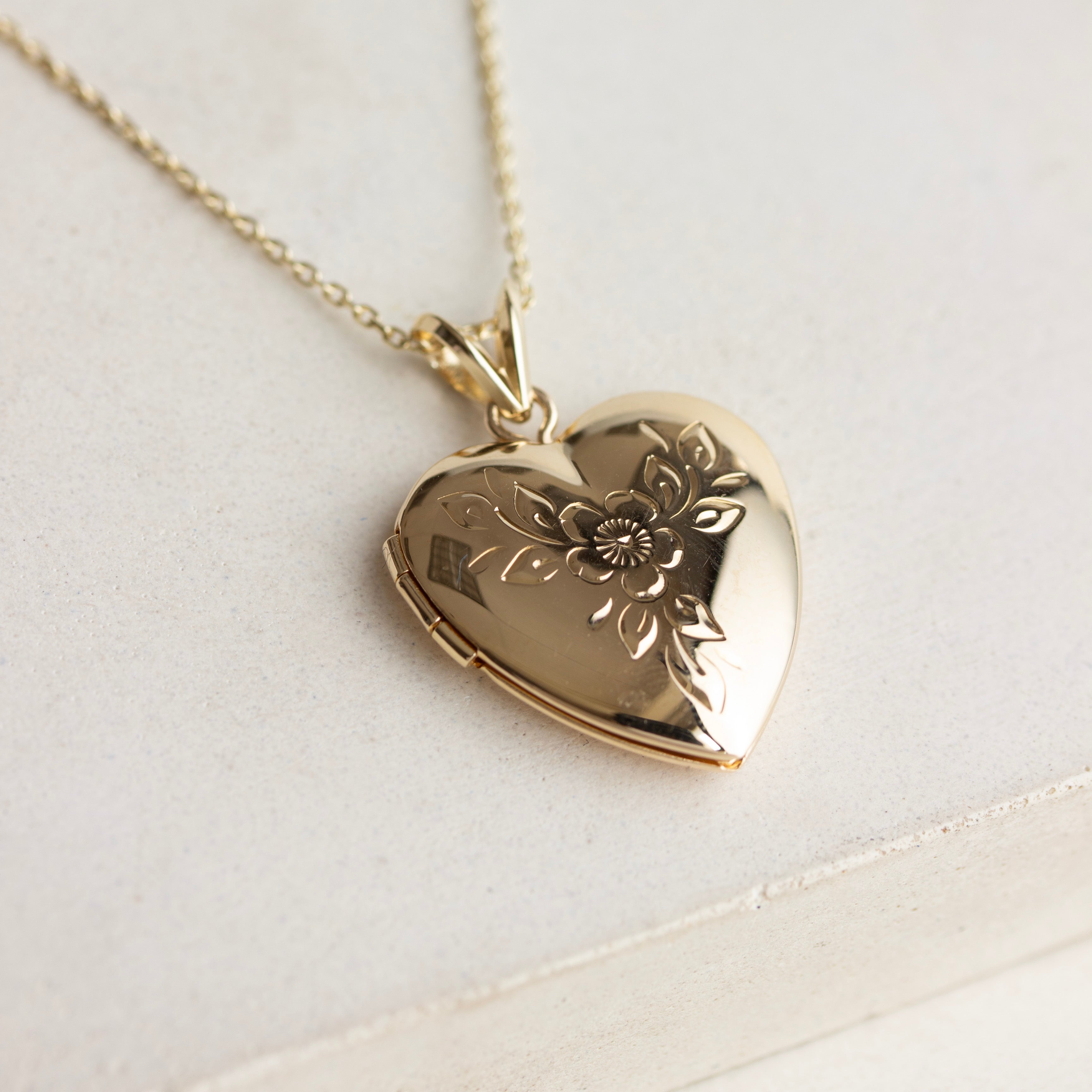 vintage floral heart locket