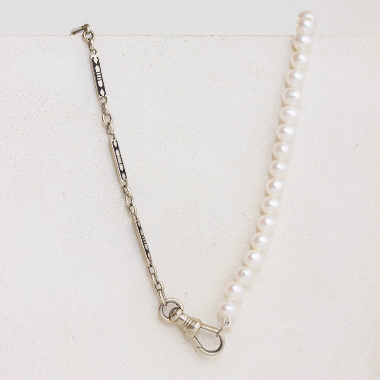 vintage watch chain with pearl extender
