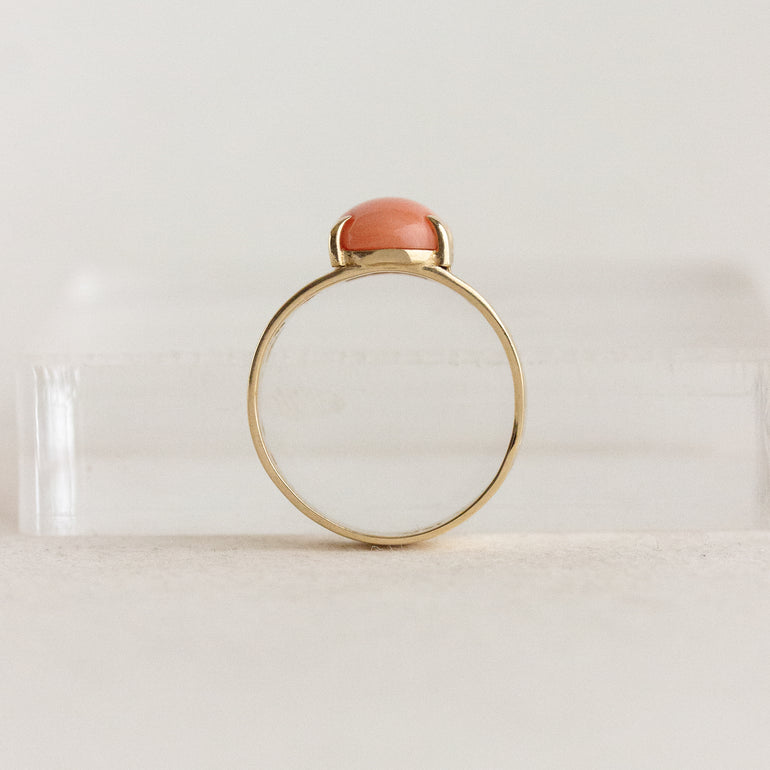 Vintage Coral Floral Filigree Ring