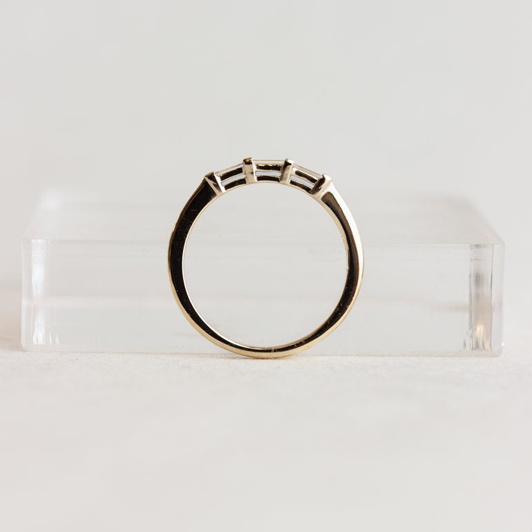baguette diamond trio wedding band