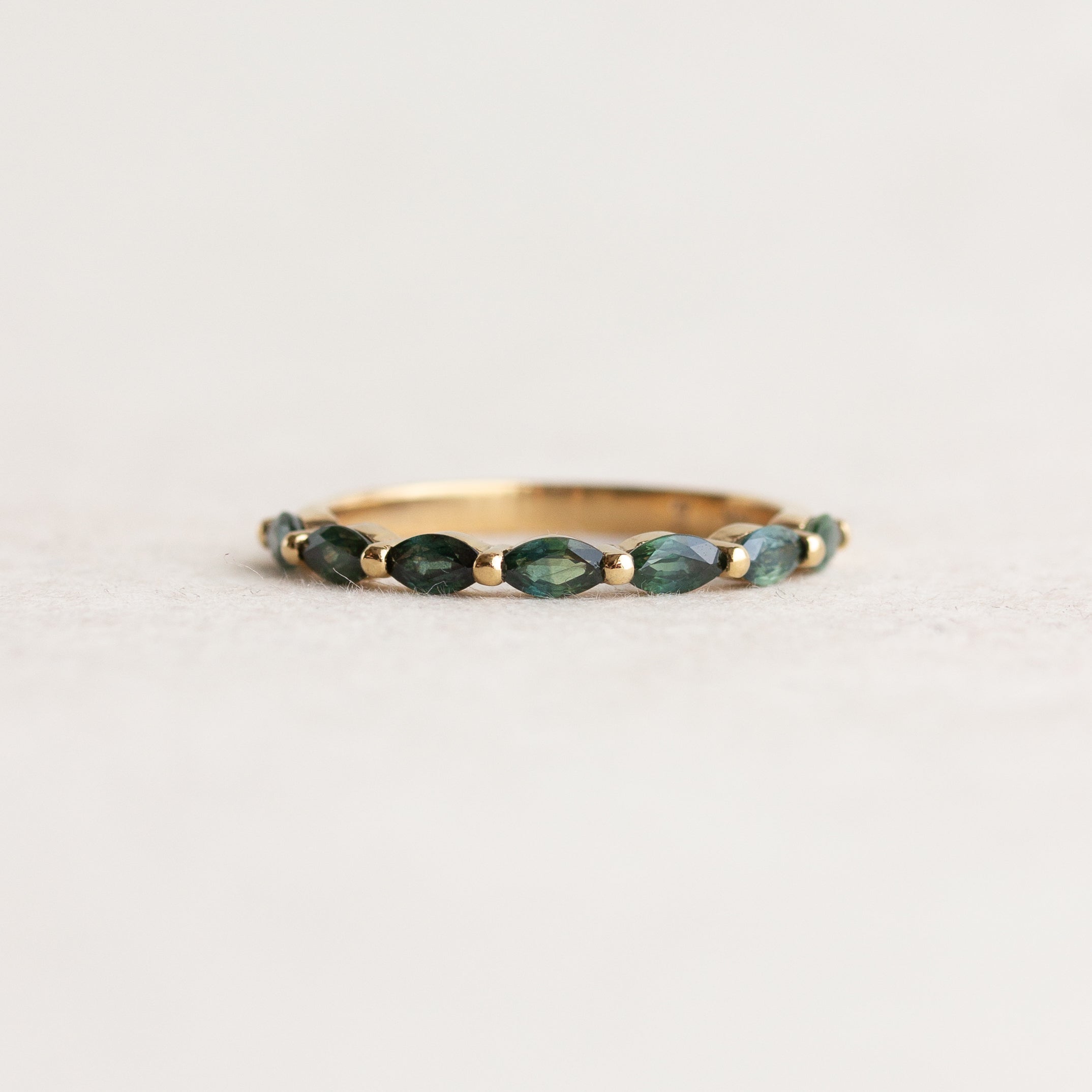 Green Sapphire Marquise Wedding Band