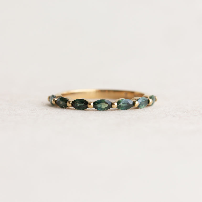 Green Sapphire Marquise Wedding Band