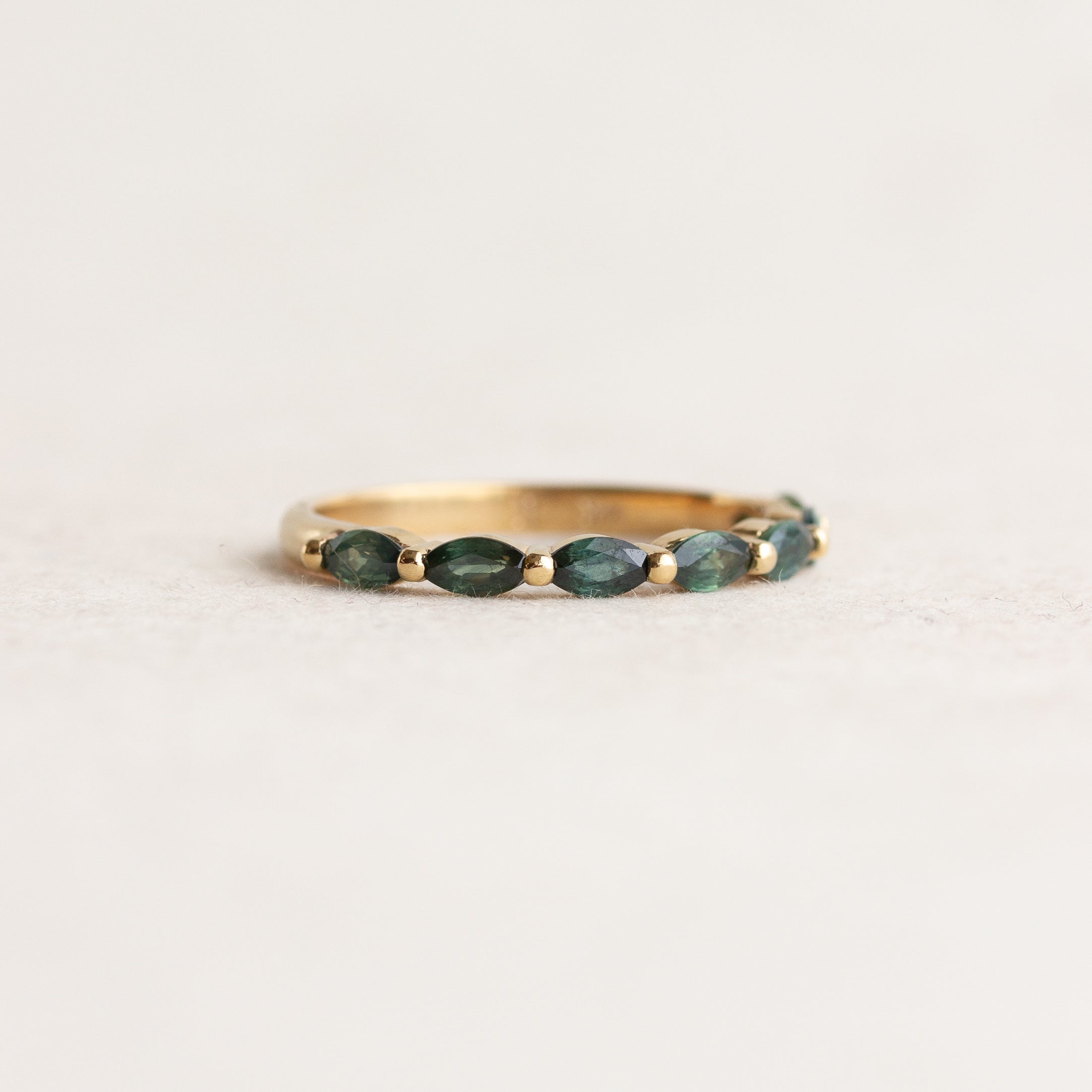 Green Sapphire Marquise Wedding Band