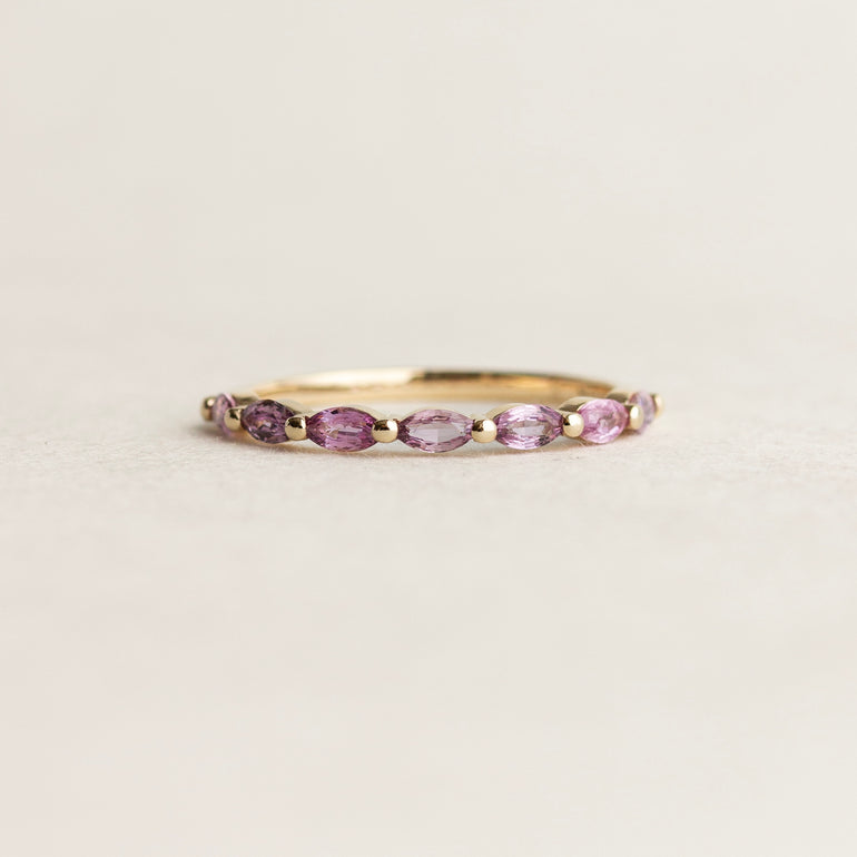 Pink Marquise Sapphire Wedding Band