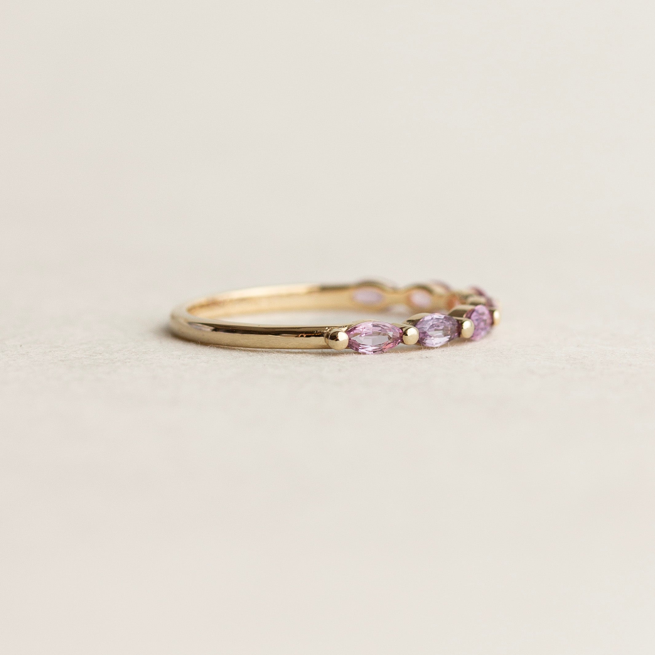 Pink Marquise Sapphire Wedding Band