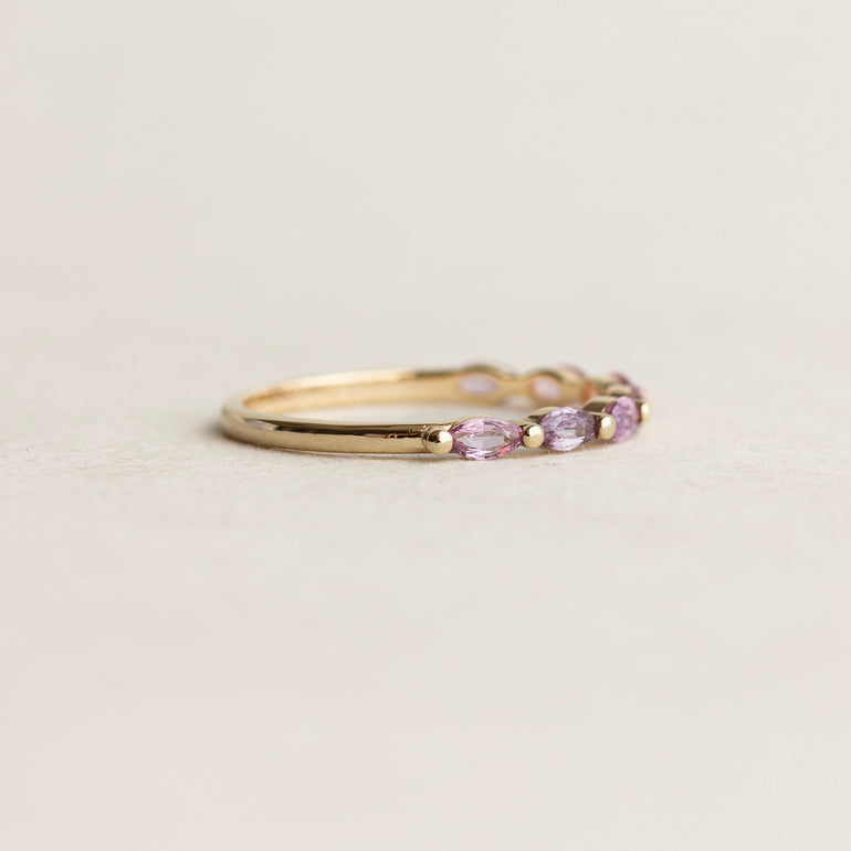 Pink Marquise Sapphire Wedding Band