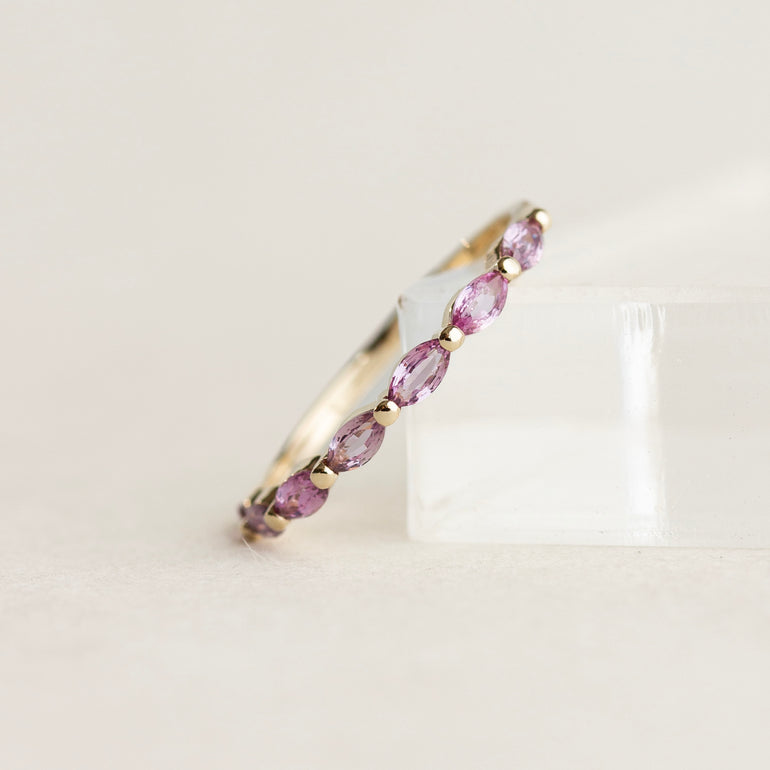 Pink Marquise Sapphire Wedding Band