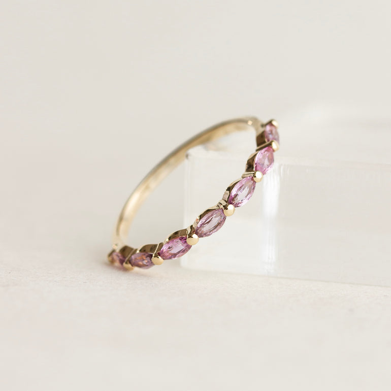 Pink Marquise Sapphire Wedding Band