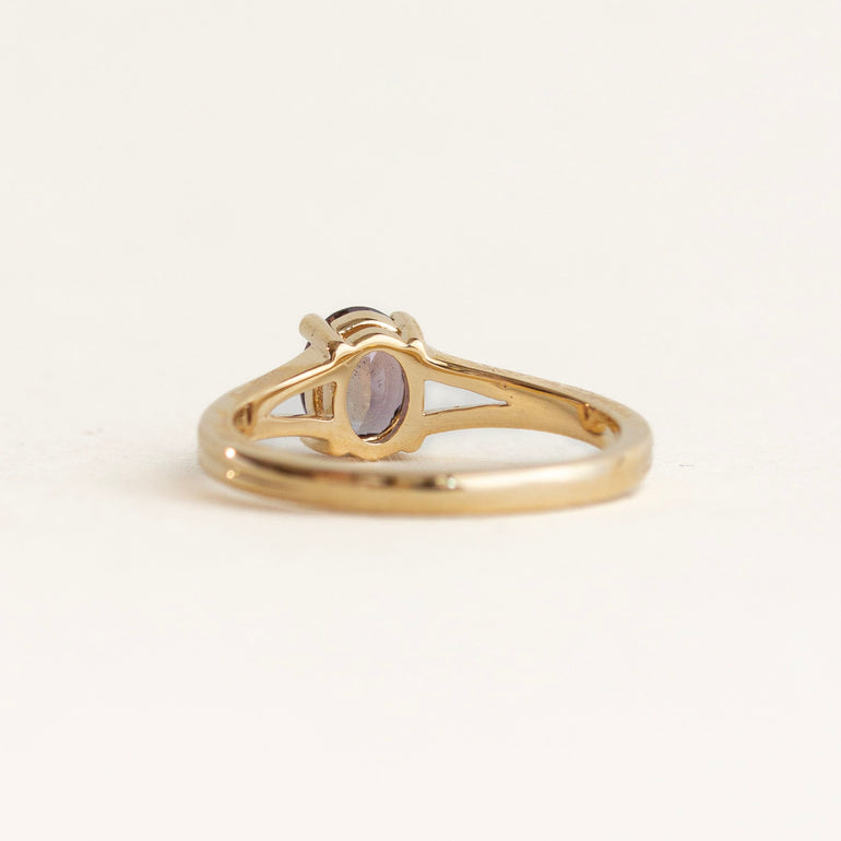 Oval Split Shank Sapphire Engagement Ring