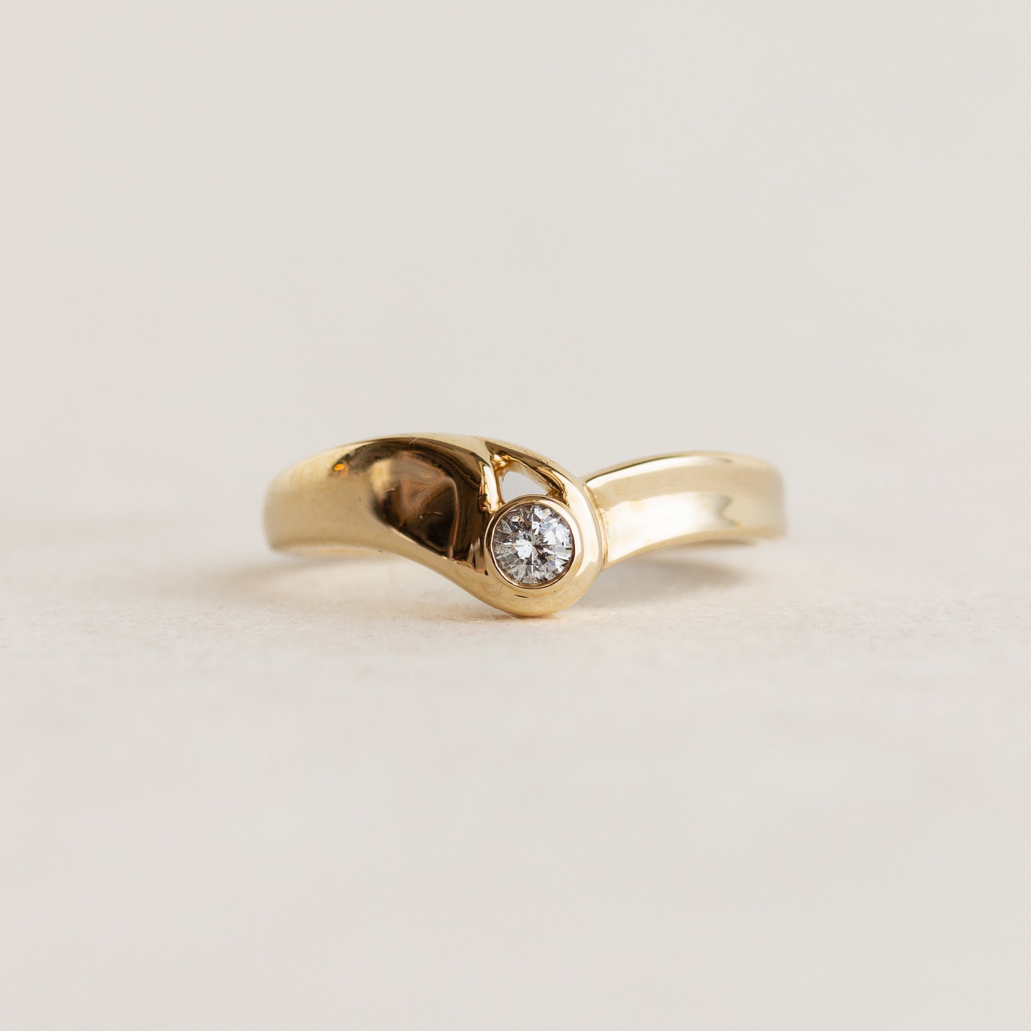 Bezel-set Diamond Chevron Ring