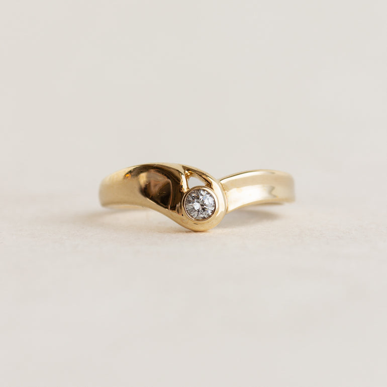 Bezel-set Diamond Chevron Ring