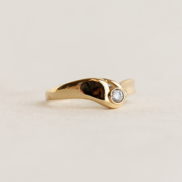 Bezel-set Diamond Chevron Ring
