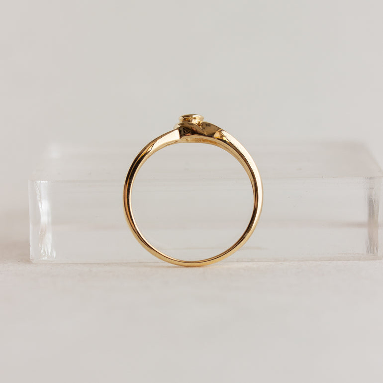 Bezel-set Diamond Chevron Ring