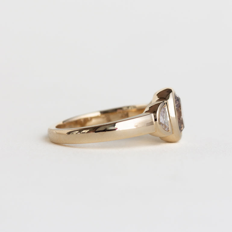 14K gold Shelby ring with champagne and half-moon diamonds