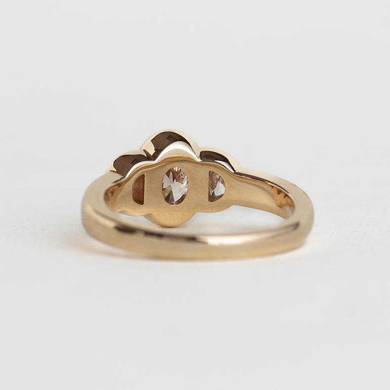 14K gold Shelby ring with champagne and half-moon diamonds