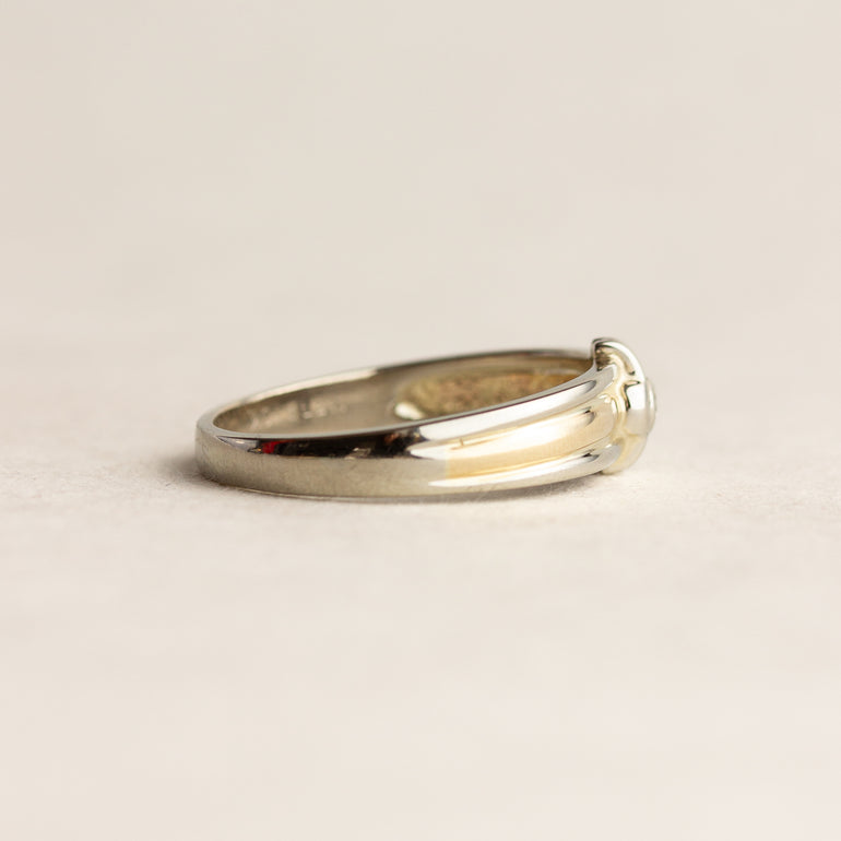 Silver ring on a beige background