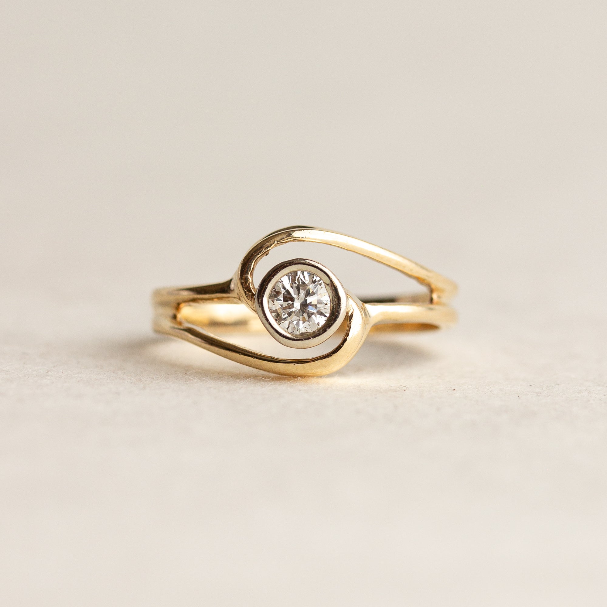 Bezel-set Diamond Bypass Ring