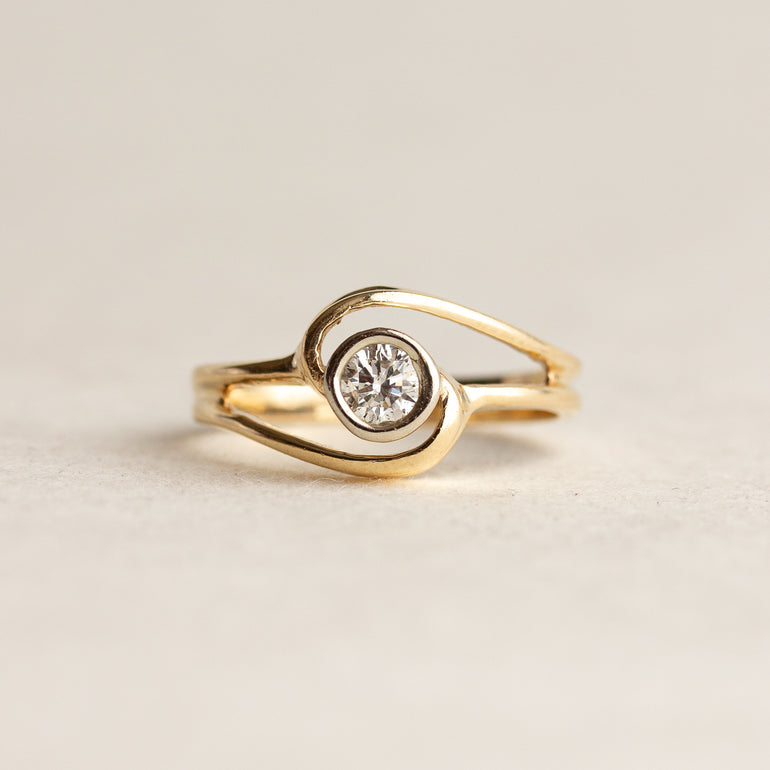 Bezel-set Diamond Bypass Ring